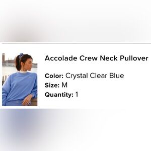 ALO Yoga Accolade Crew Neck Pullover - Crystal Clear Blue Size M